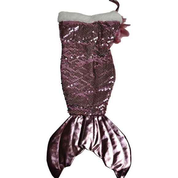Holiday Time Double Sided Mermaid Tail 21 inch Stocking With Bowknot - Picture 2 of 5